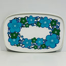 Bright Blue Floral Retro Tray VINTAGE