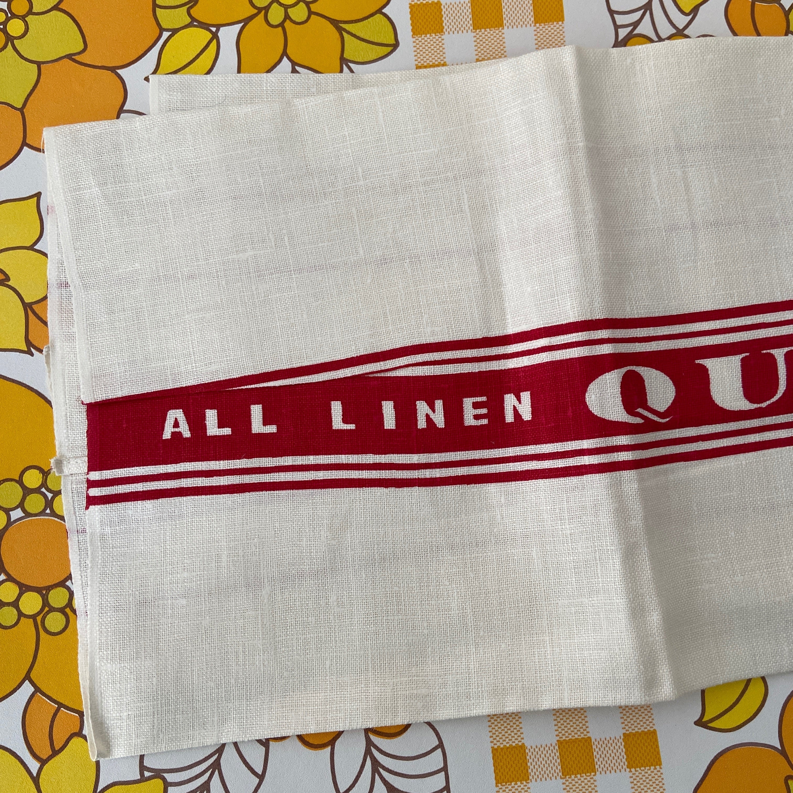 Lovely Linen Vintage Quick Dry Tea Towel Red & White