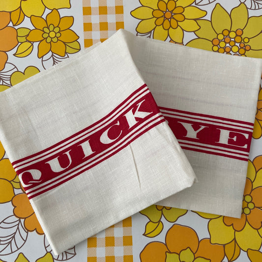 Linen Vintage Quick Dry Tea Towel Red & White