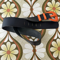 Genuine Leather Black & Orange Belt WIDE