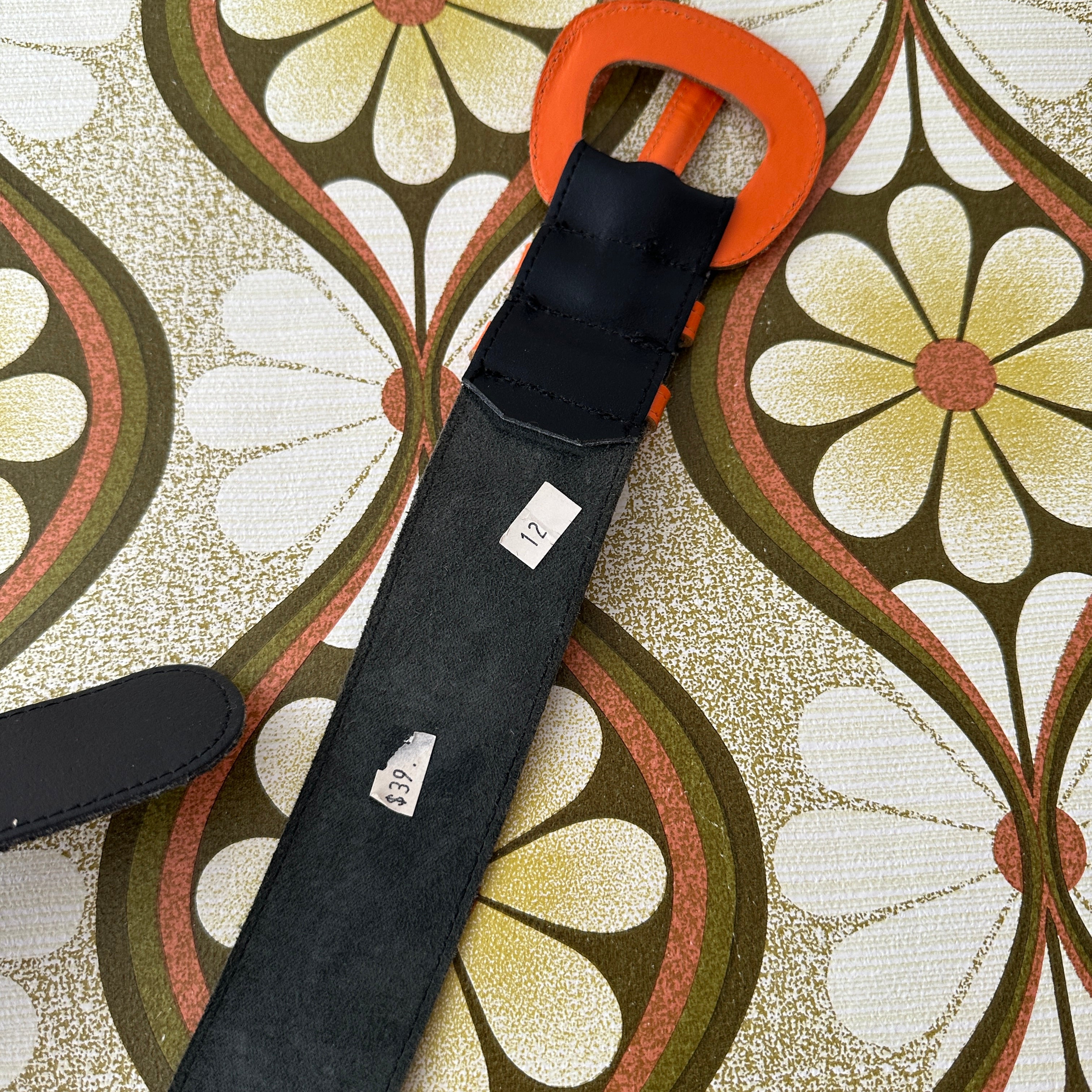 Genuine Leather Black & Orange Belt WIDE