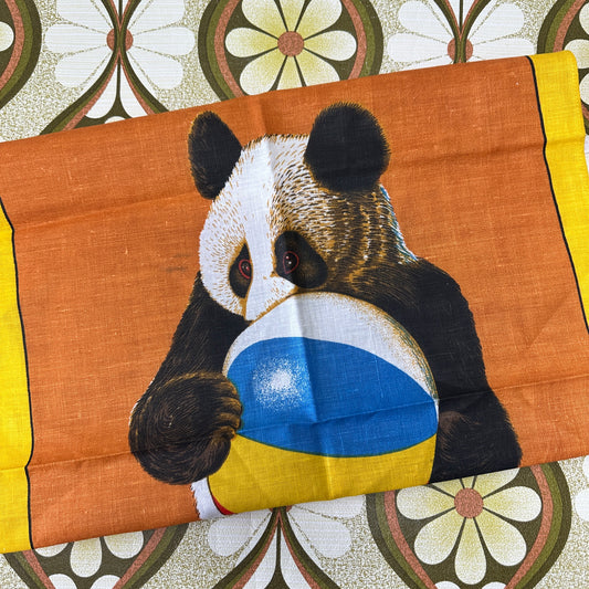 Cute Pure Linen Tea Towel UNUSED Panda