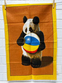 Cute Pure Linen Tea Towel UNUSED Panda