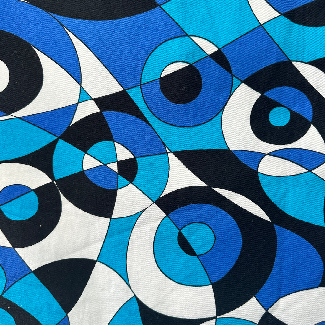 130cms Blue Cotton Abstract Fabric