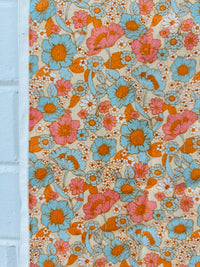 100cms MODERN Cord Apricot Floral Fabric