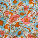 100cms MODERN Cord Apricot Floral Fabric