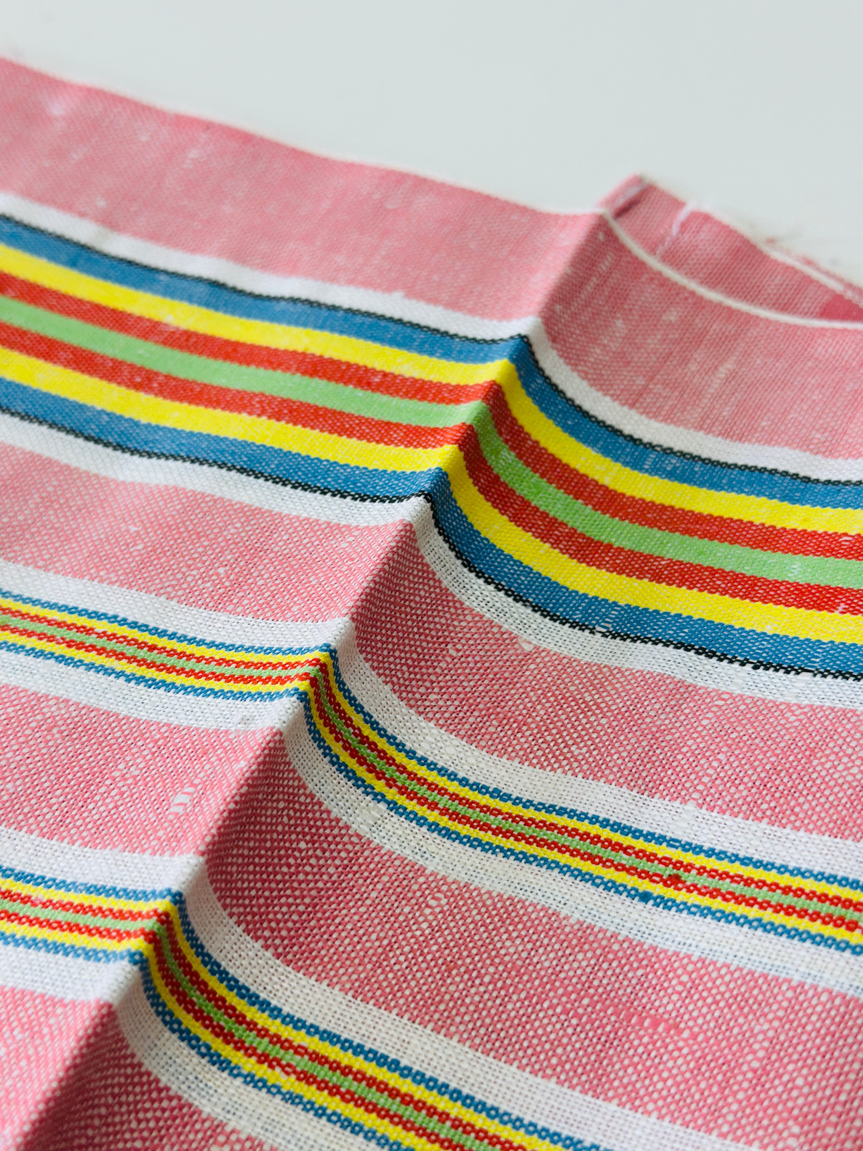 Unused Linen VINTAGE Tea Towel PINKS