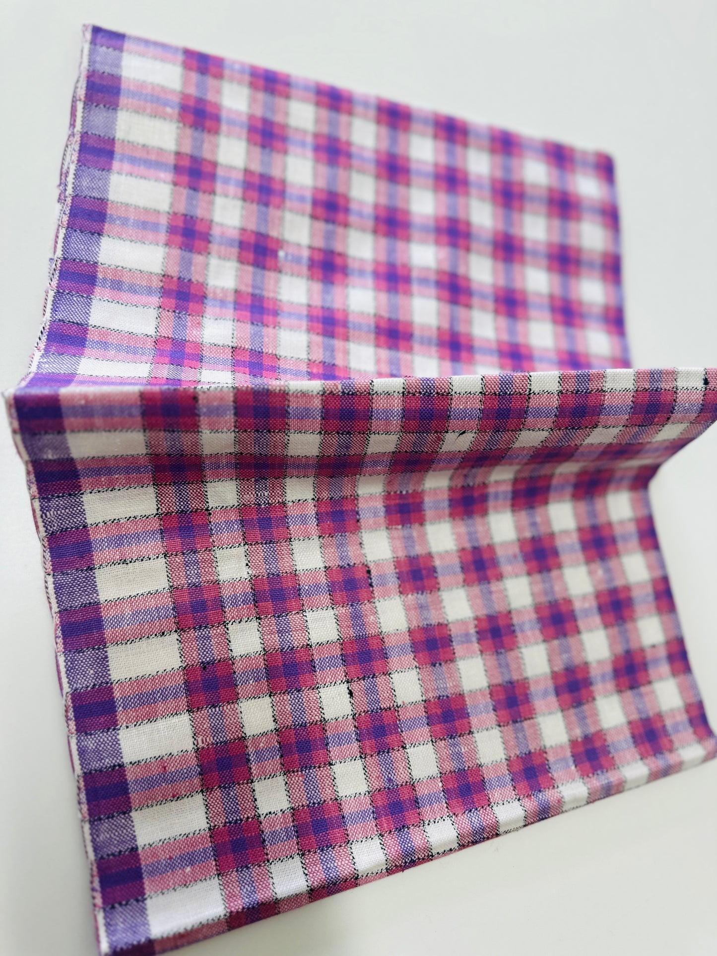 Unused Linen VINTAGE Tea Towel Purple Sweet