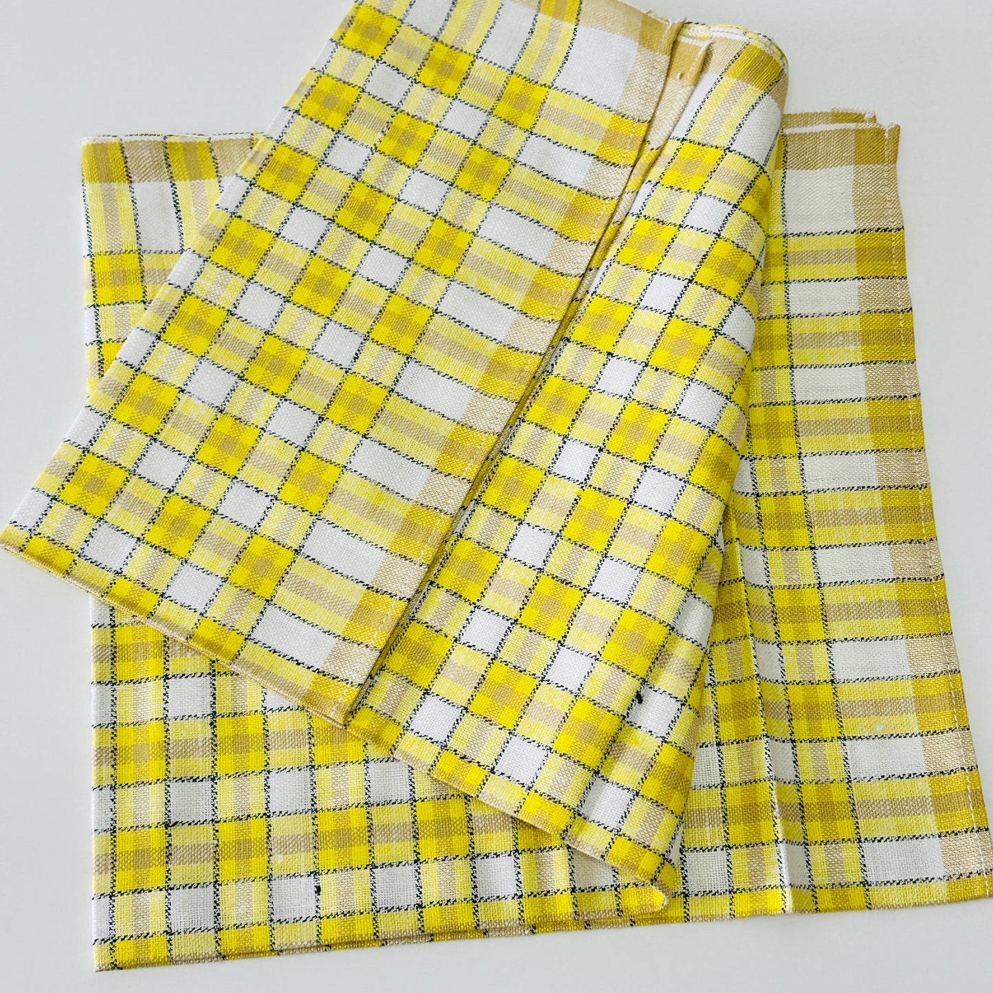 Unused Linen VINTAGE Tea Towel YELLOW