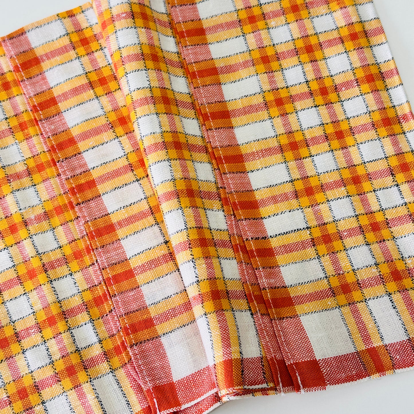 Unused Linen VINTAGE Tea Towel ORANGE