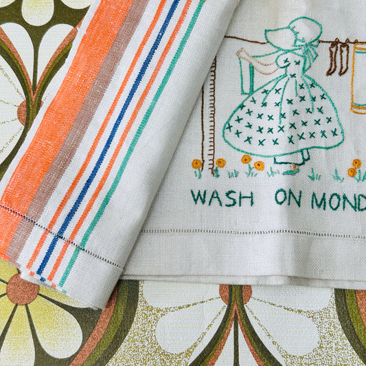 Vintage Linen Tea Towel Wash on Weds HUGE