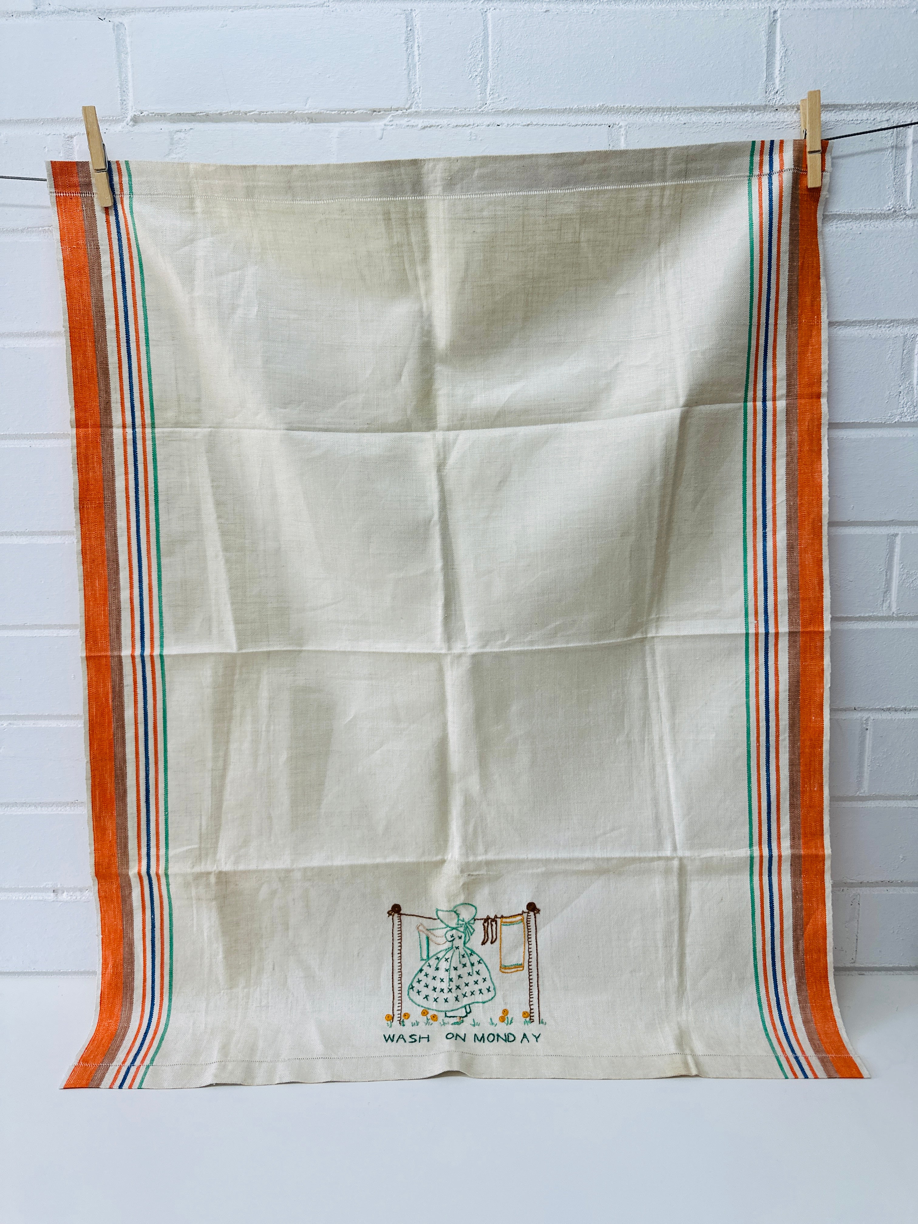 Vintage Linen Tea Towel Wash on Weds HUGE