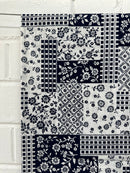 110cms Adorable Navy Blue & White Florals Vintage Cotton