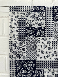 110cms Adorable Navy Blue & White Florals Vintage Cotton
