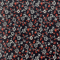 110cms Pretty Black Floral Cotton Fabric