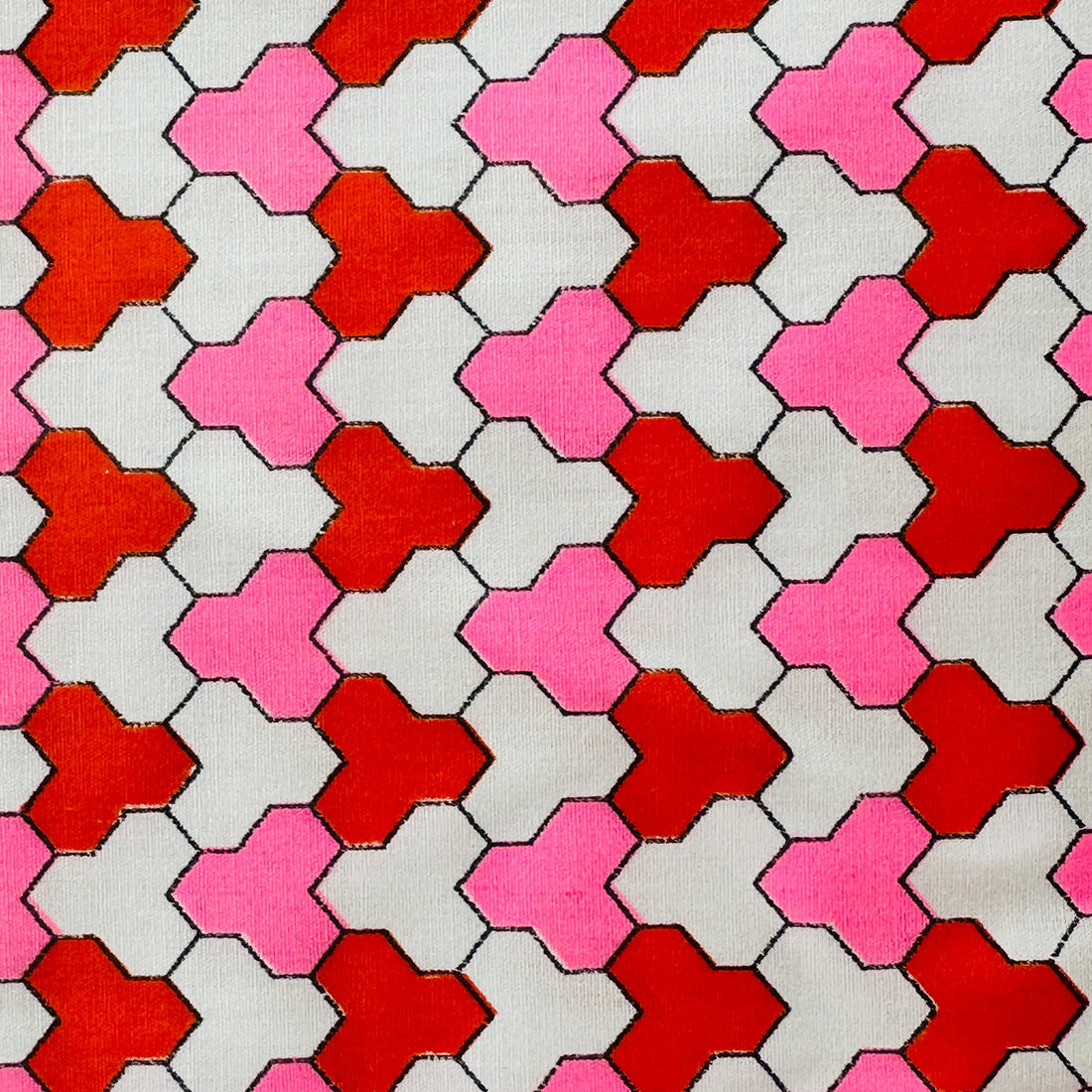 140cms Pink & Red Cotton Fabric Remnant