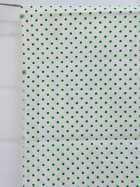 140cms Green & White Vintage Cotton Polka Dot Fabric