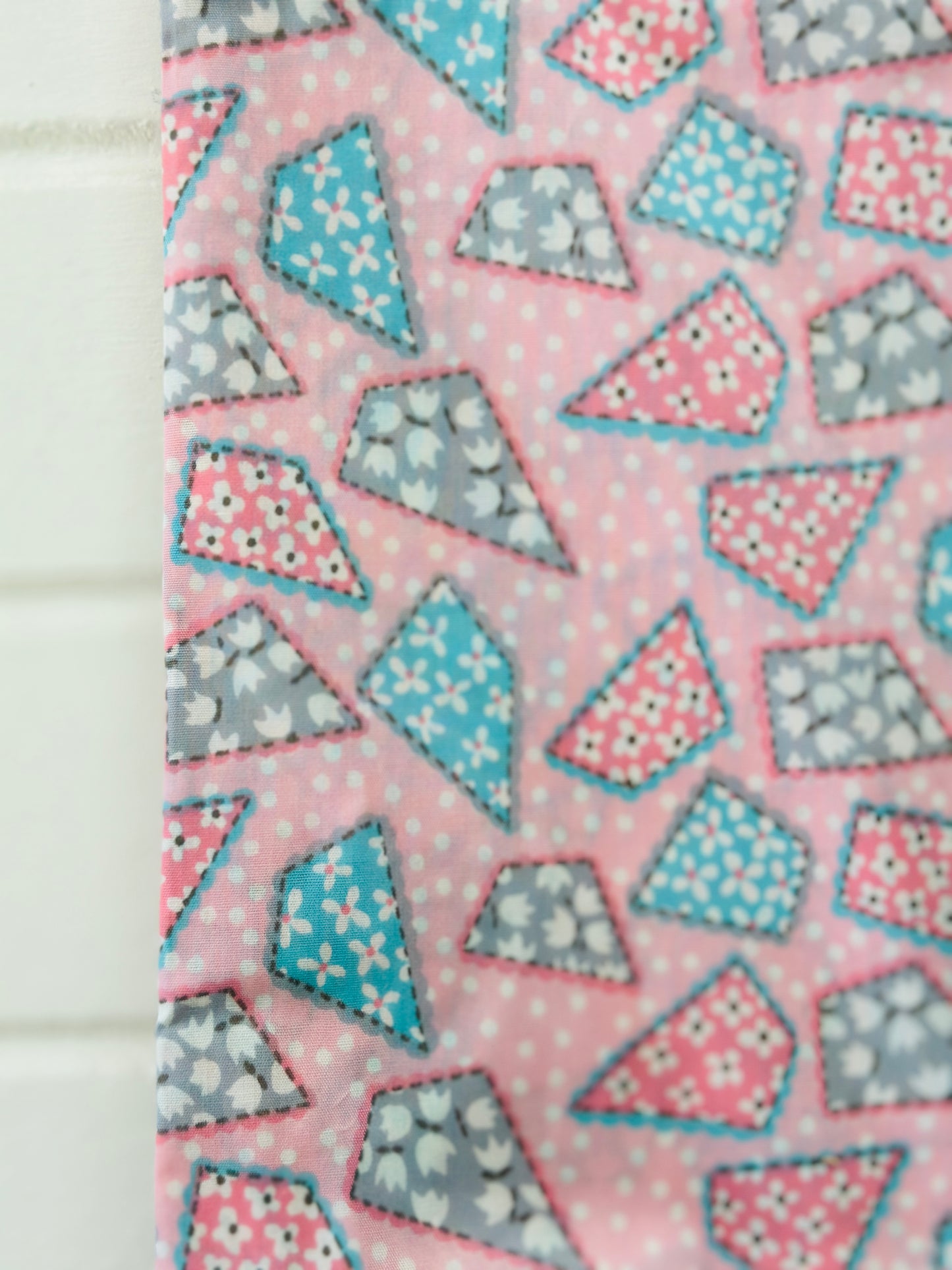 180cms Vintage Fabric Pastel Pink & Blue Floral