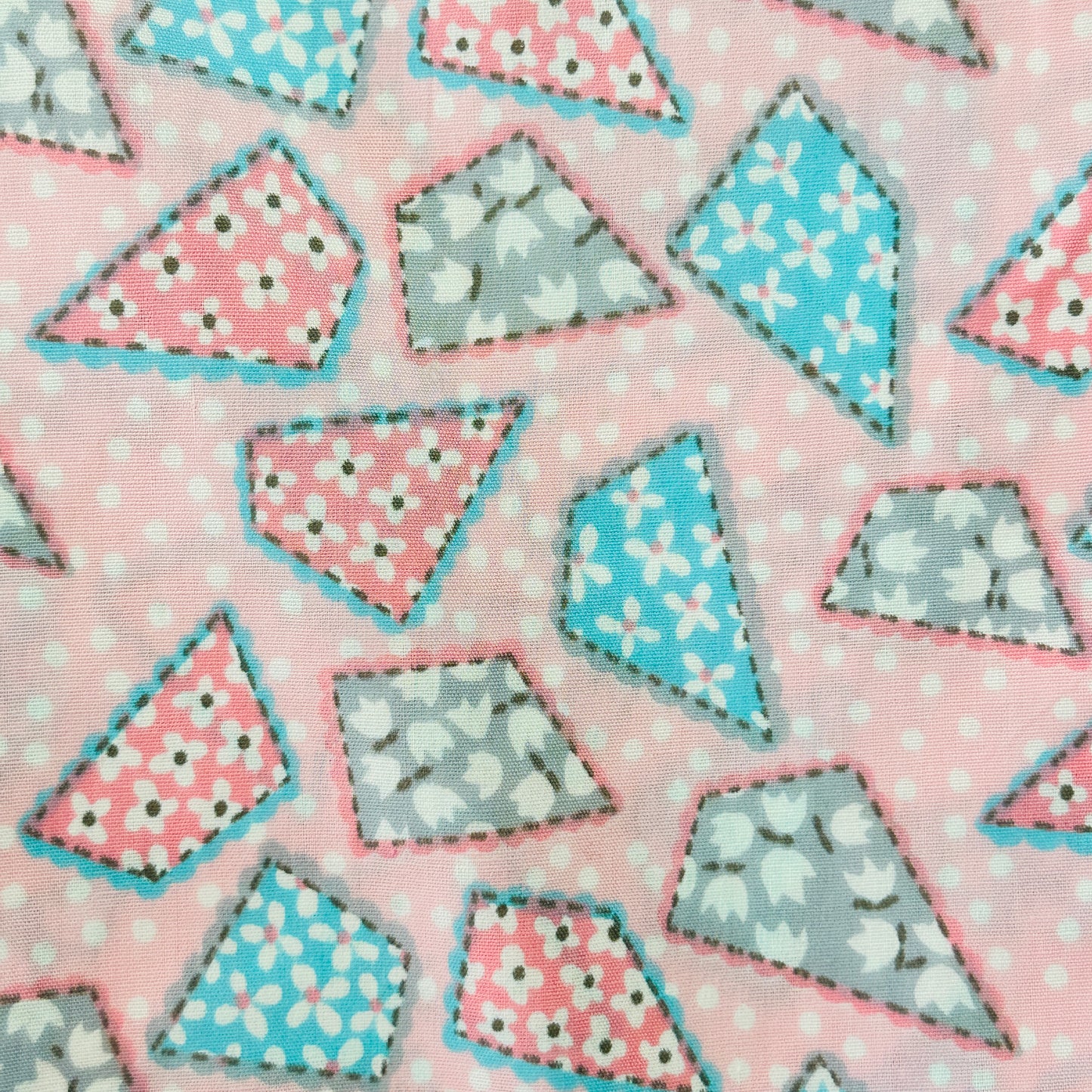 180cms Vintage Fabric Pastel Pink & Blue Floral