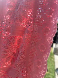 HUGE Handmade Knitted Bedspread Pink WOOL As New