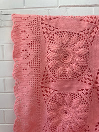 HUGE Handmade Knitted Bedspread Pink WOOL As New