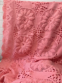 HUGE Handmade Knitted Bedspread Pink WOOL As New