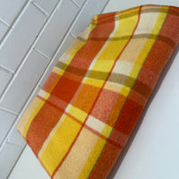 Pure WOOL Vintage Orange & Yellow Blanket