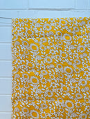 220cms Yellow & White Floral Fabric VINTAGE Cotton