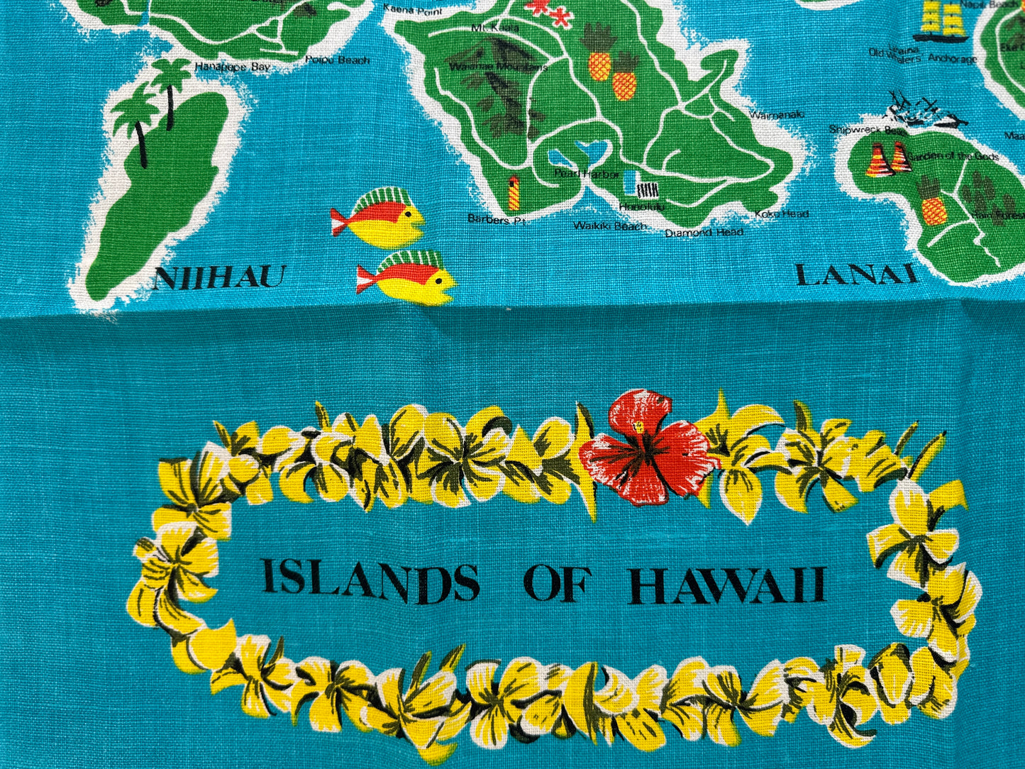 Vintage UNUSED Hawaii Tea Towel Linen