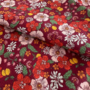 150cms Sourced from Spain Cotton Floral Fabric Reds ~ Several Metres Available
