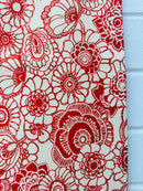 105cms Red & White VINTAGE Floral Cotton Fabric