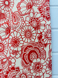 105cms Red & White VINTAGE Floral Cotton Fabric