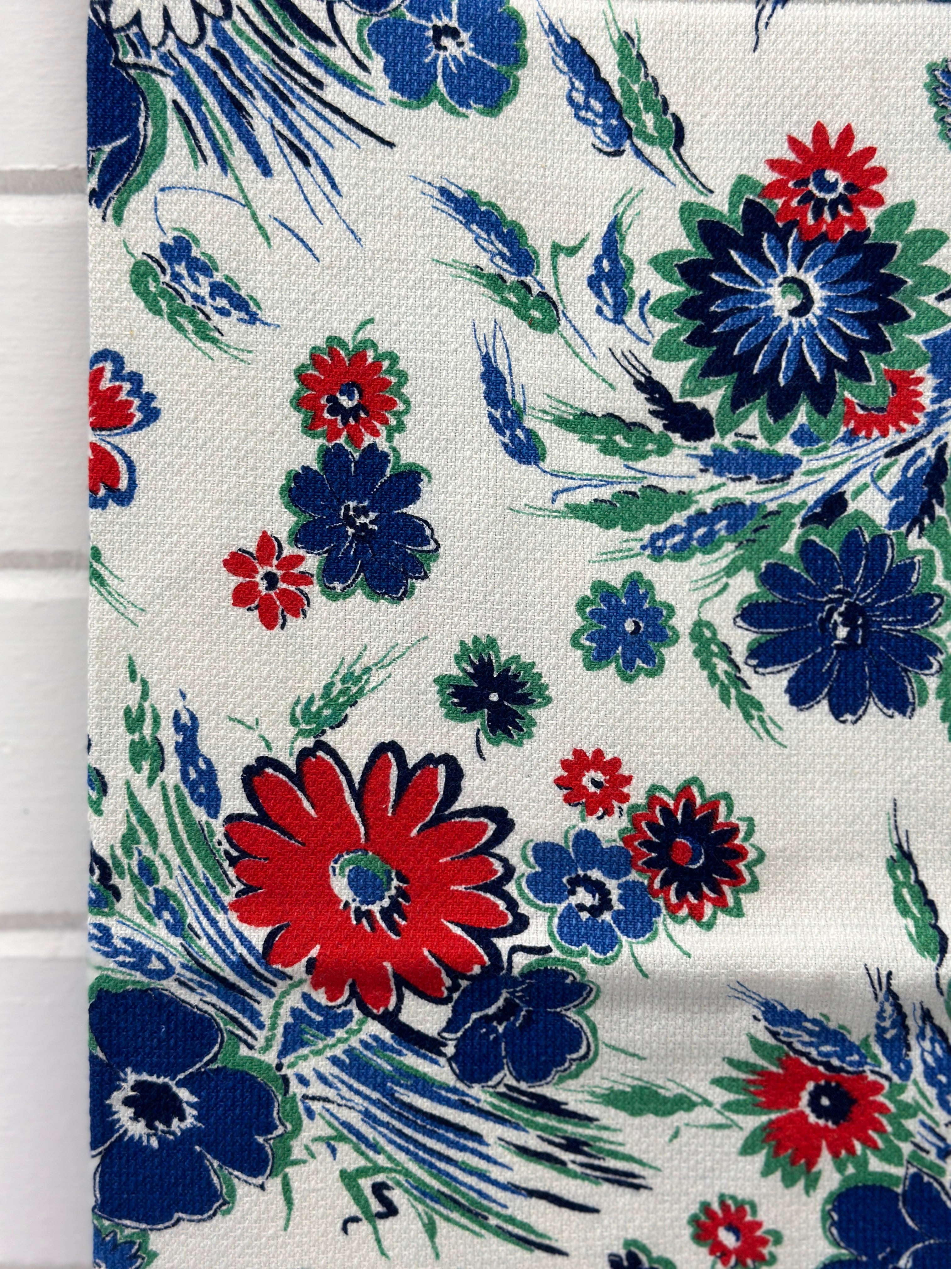 100cms BEAUTIFUL Blue VINTAGE Floral Fabric