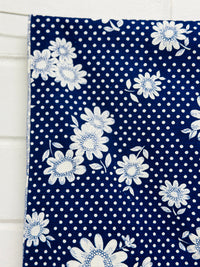 220cms WOWEE Beautiful VINTAGE Cotton Navy Blue Fabric