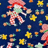 175cms Rare VINTAGE Floral Girl Cotton Fabric