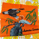 UNUSED Linen Vintage Australian Cockatoos Tea Towel