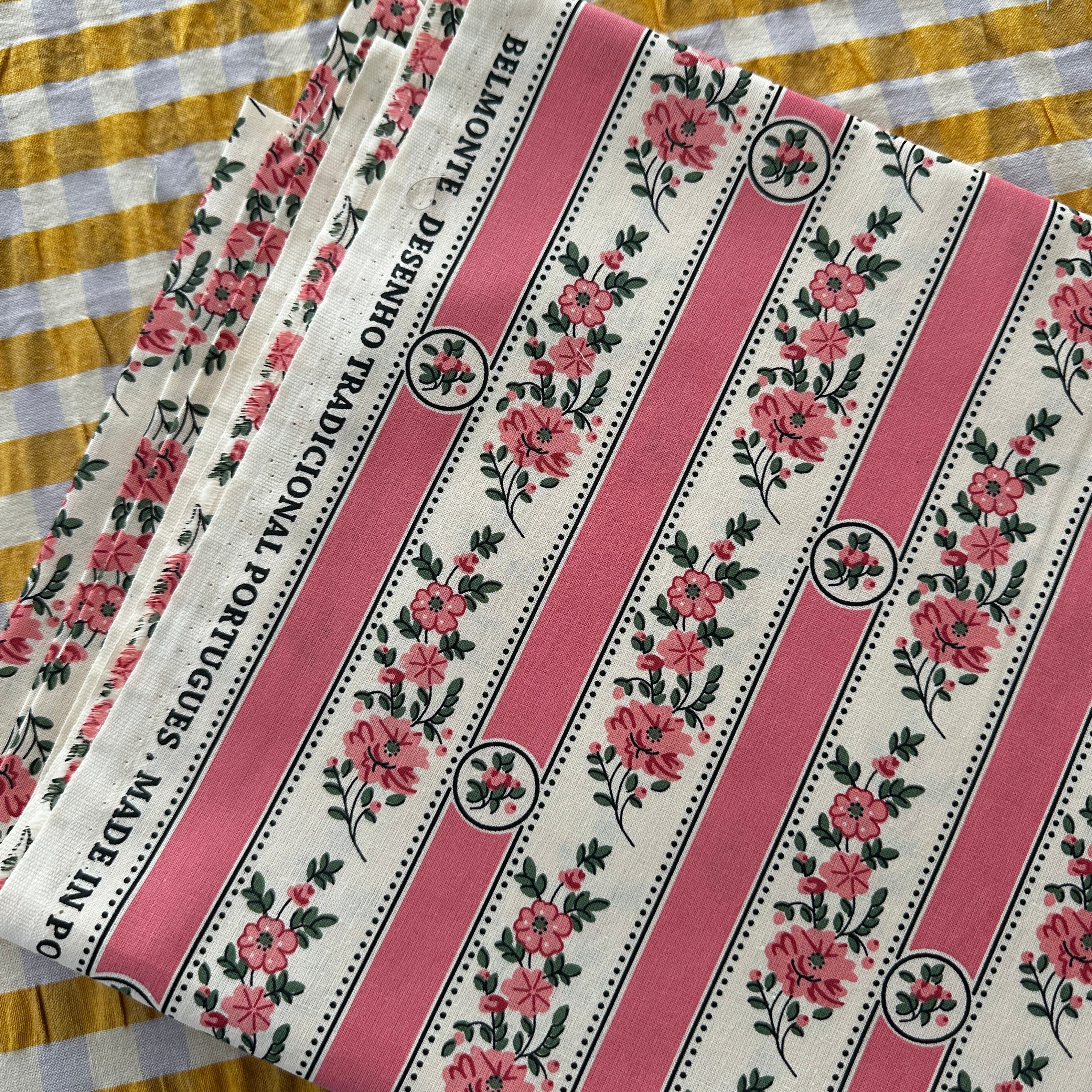Made in Portugal Cotton Pink Striped Fabric