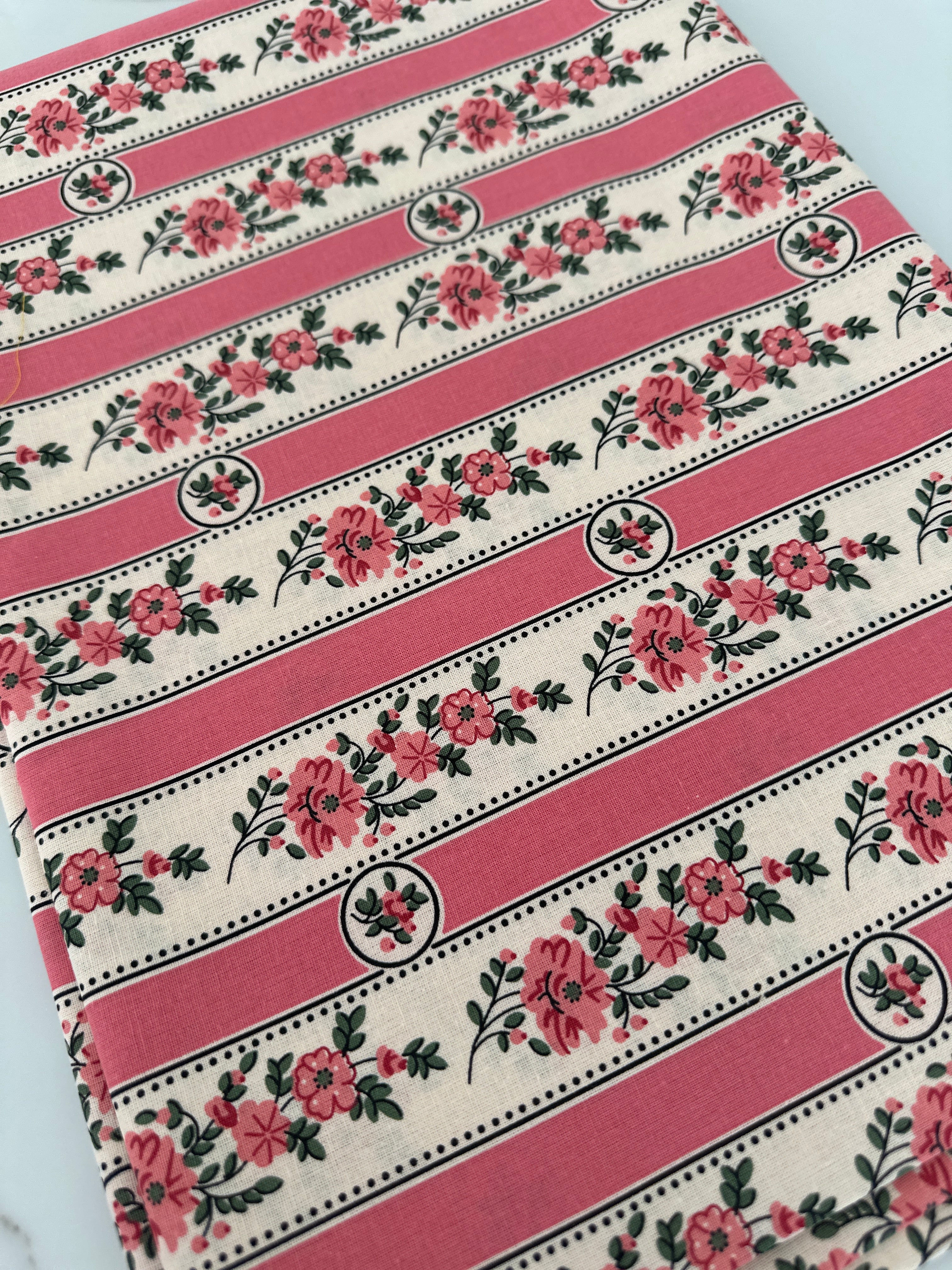 Made in Portugal Cotton Pink Striped Fabric