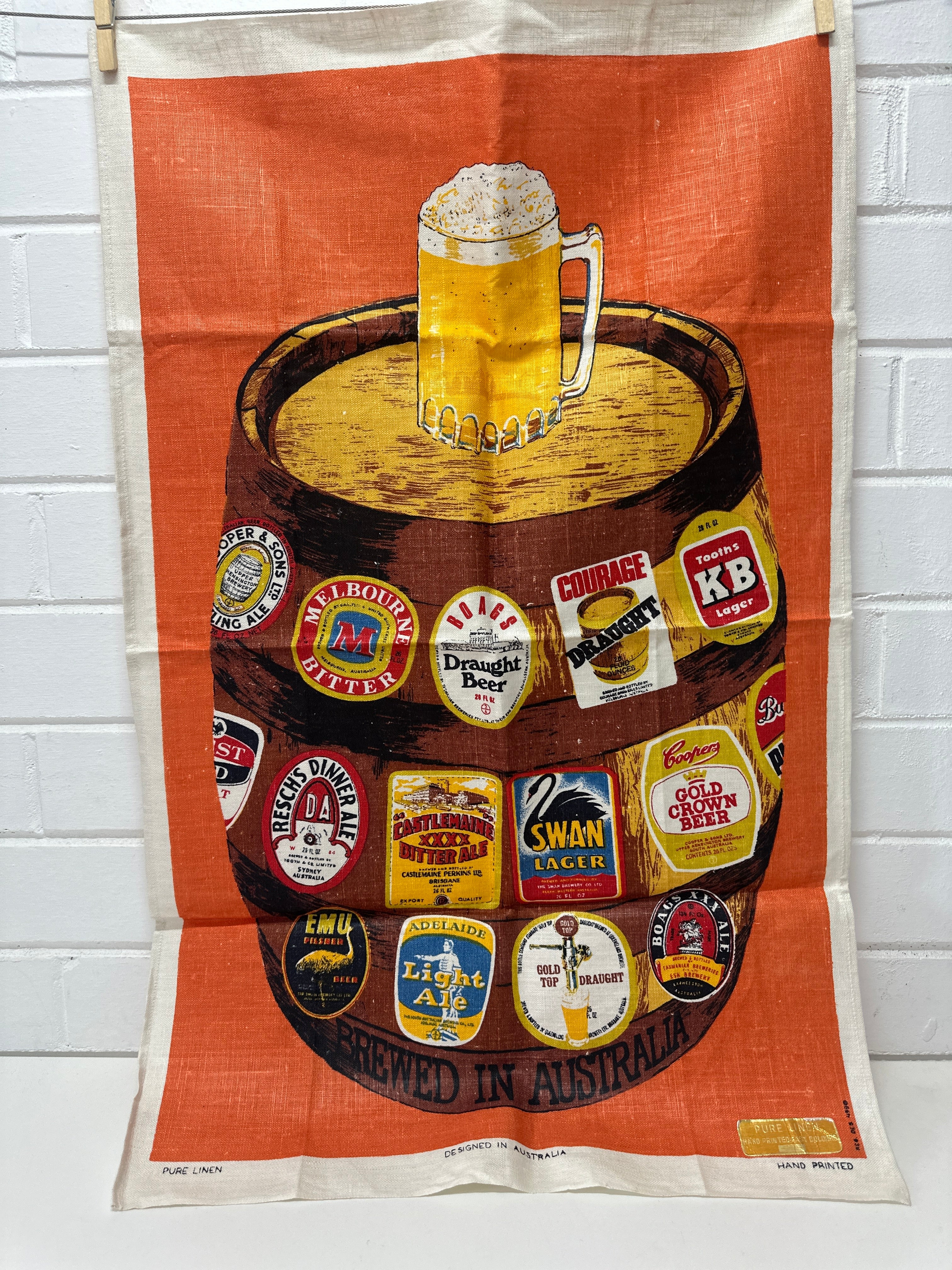 Beer LINEN Tea Towel Vintage