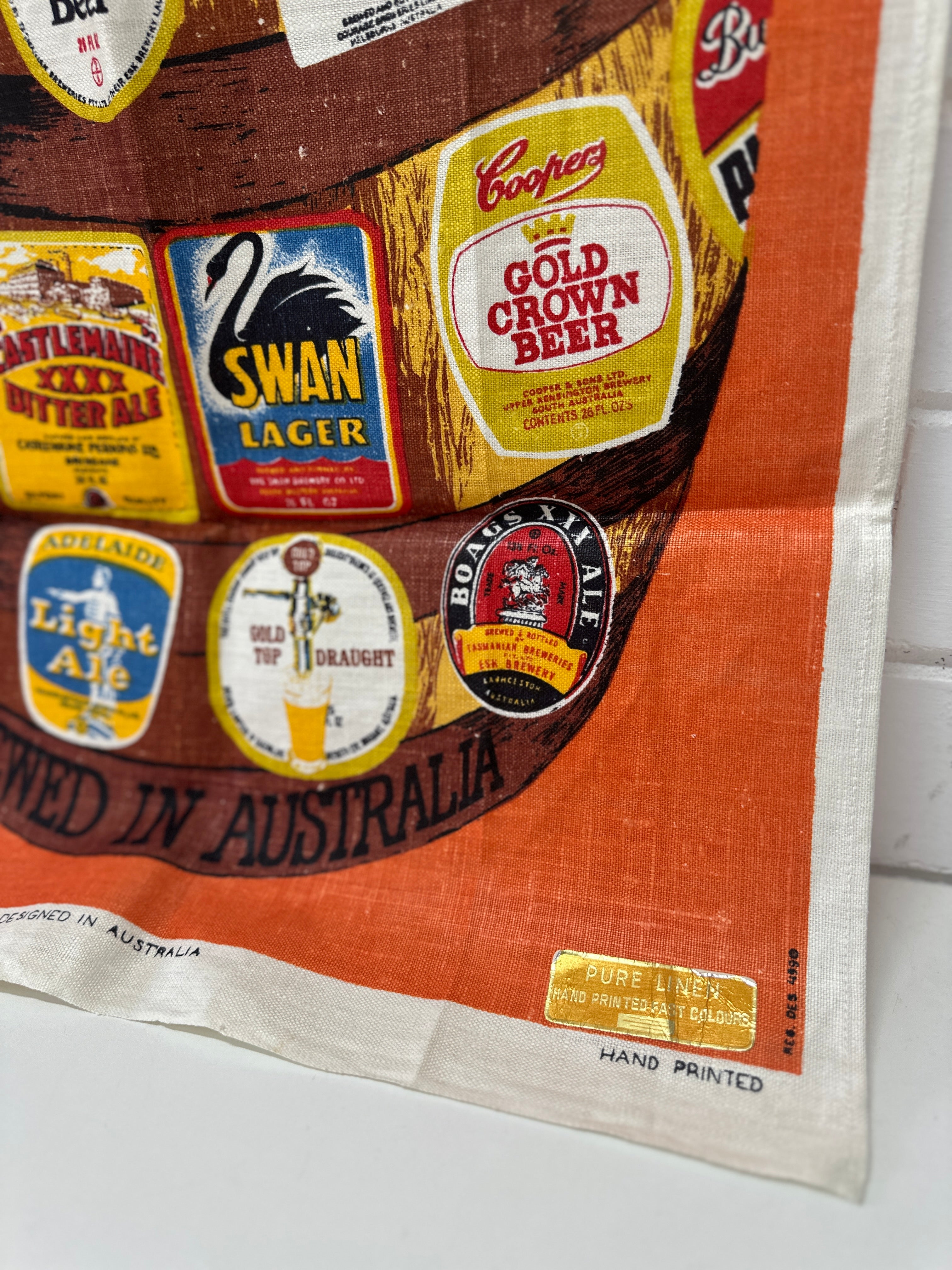 Beer LINEN Tea Towel Vintage