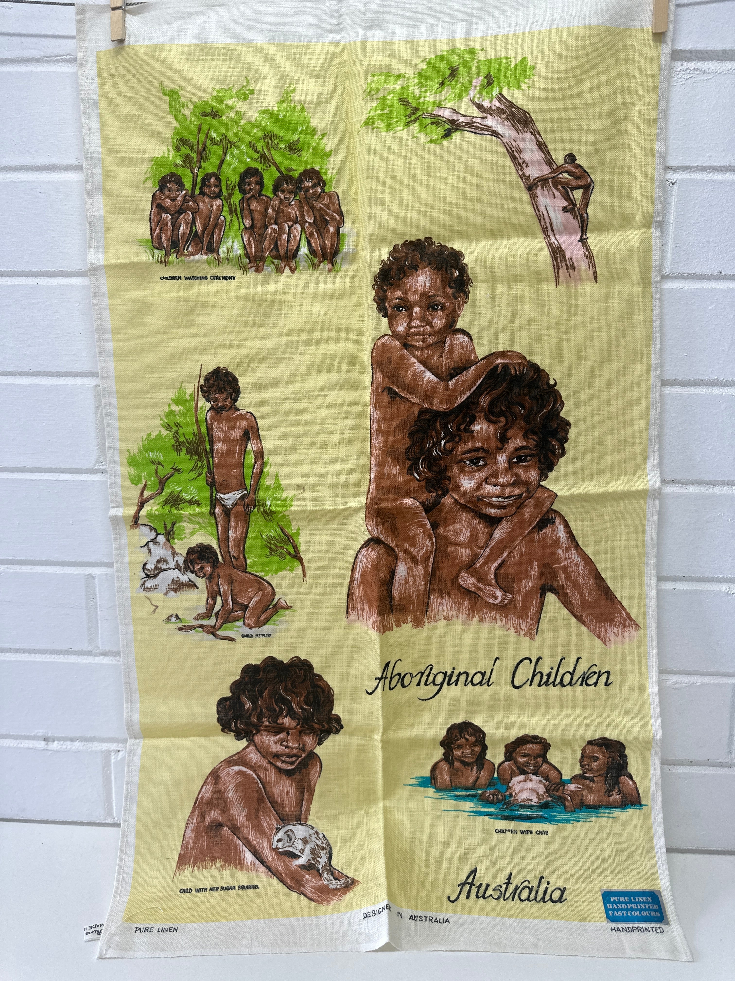 ABORIGINAL Children Linen UNUSED Tea Towel