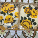 UNUSED Retro Cotton Bath Towels PAIR Floral JAPAN