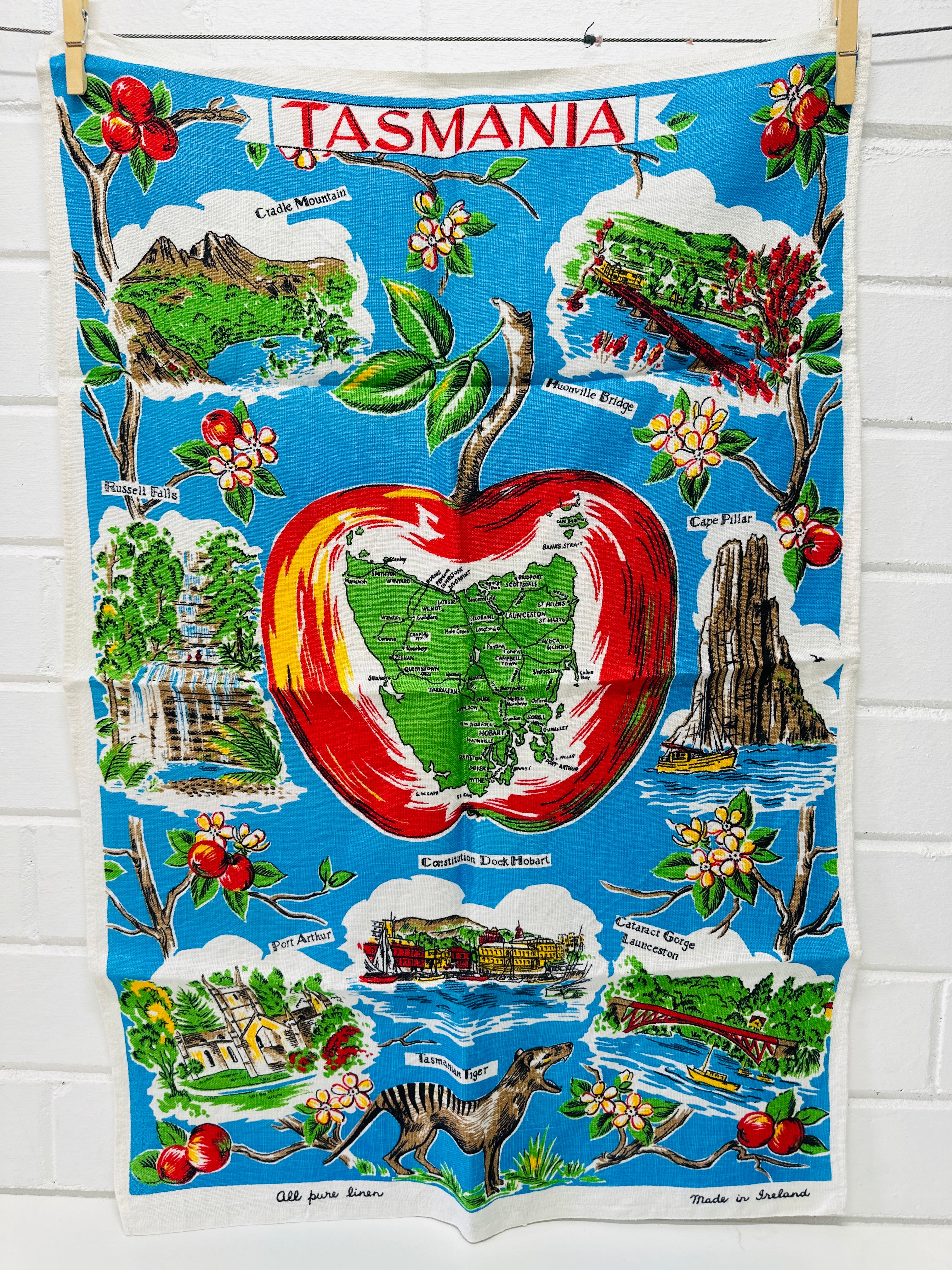 TASMANIA Tea Towel RETRO