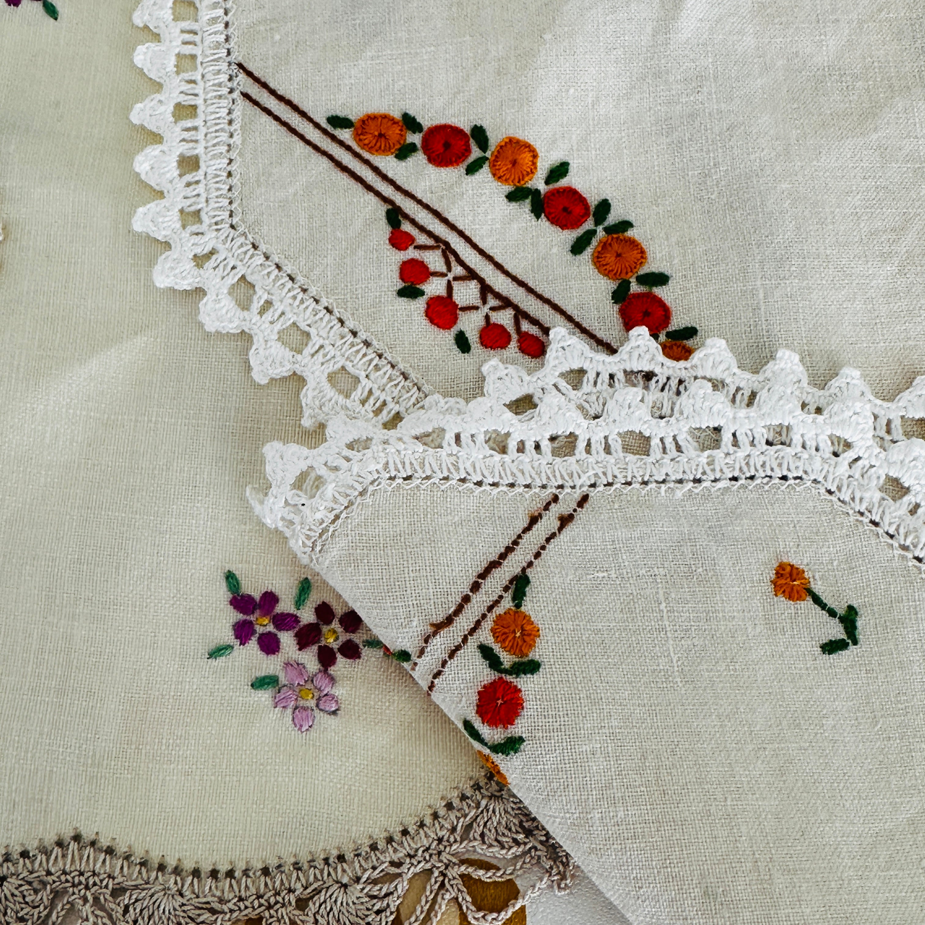Bulk Lot of Vintage Linen Embroidered Doilies
