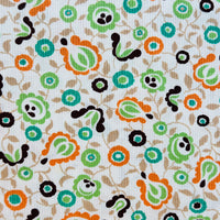 100cms Vintage FABRIC Orange & Green Cotton