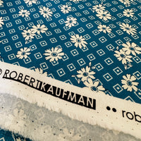 Robert Kaufman - Daisy Blue Cotton Floral Fabric