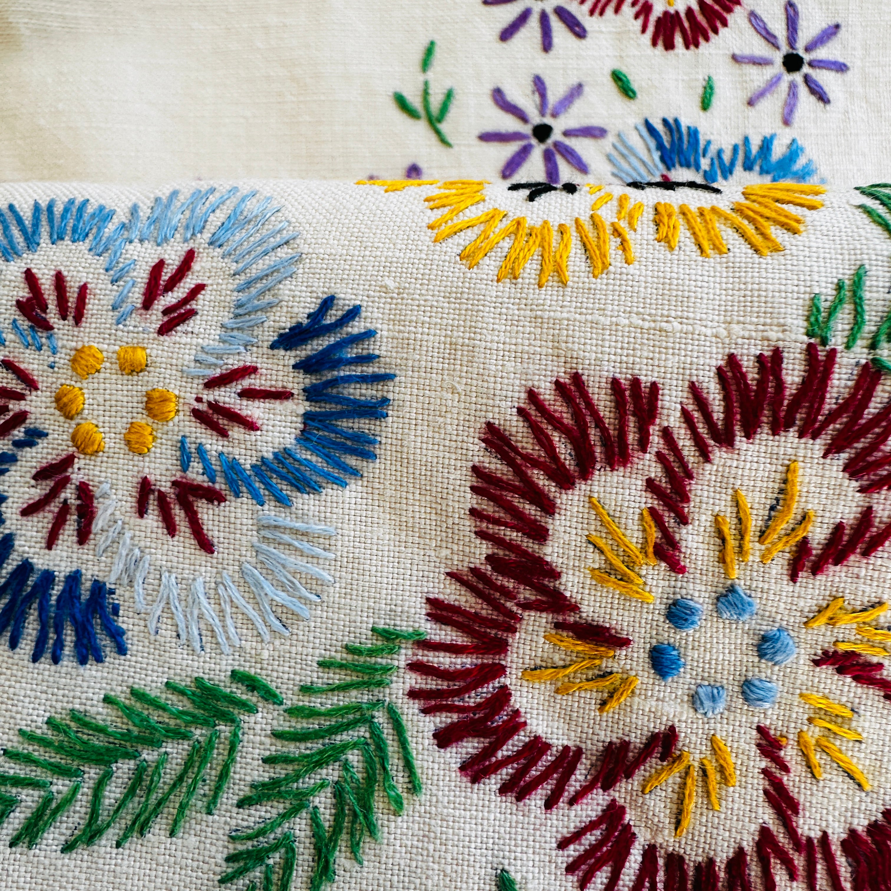Vintage Handmade Embroidered Tablecloth Linen