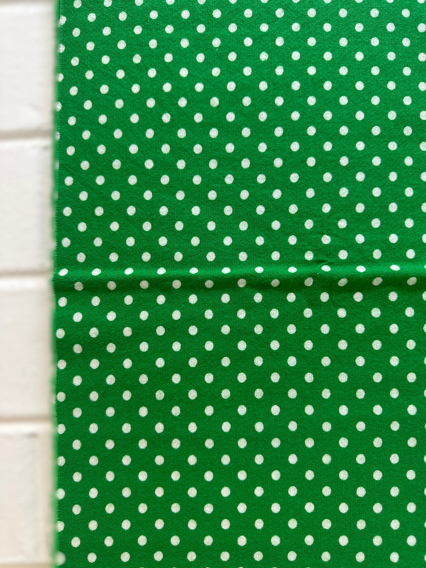 90cms Green & White Polka Dot Fabric