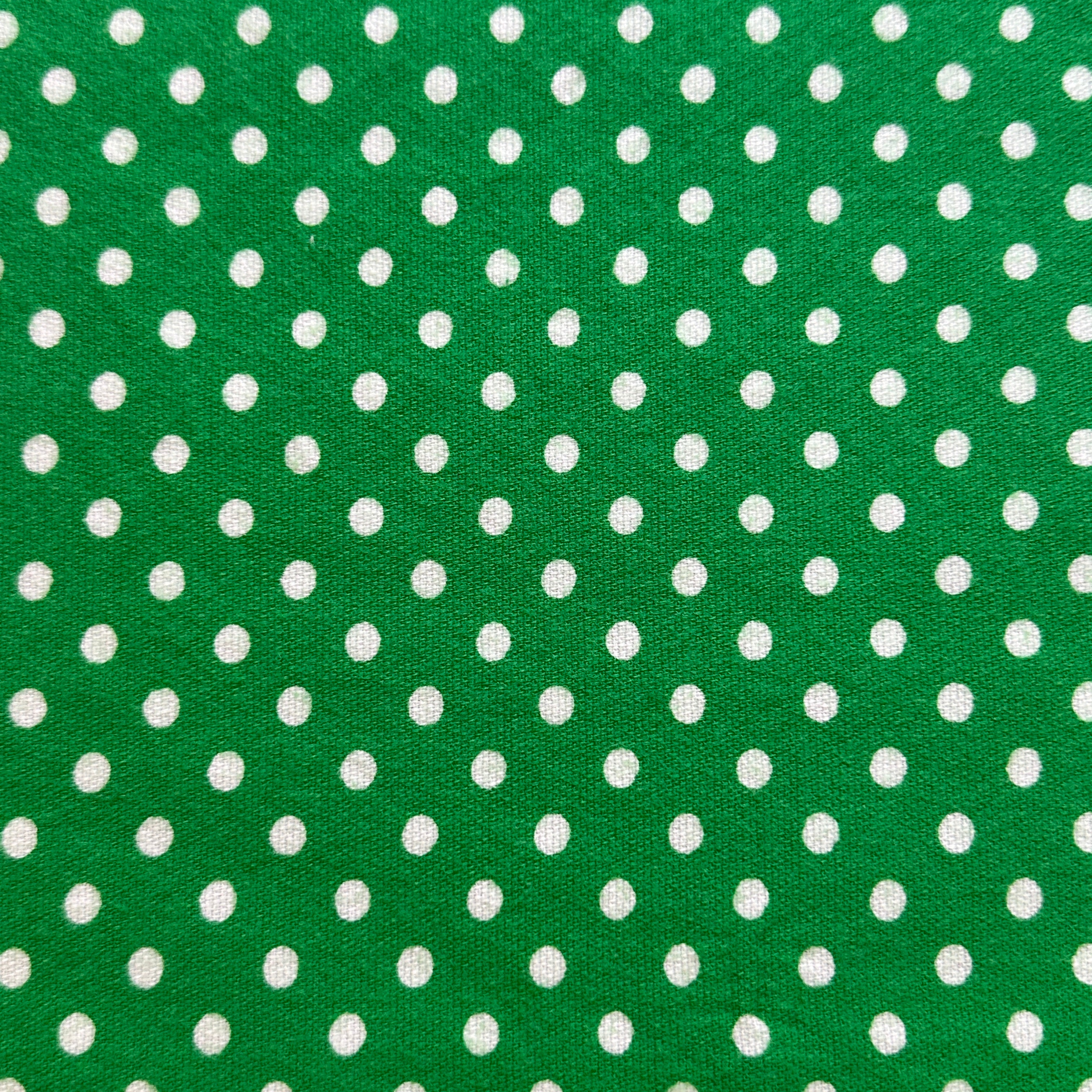 90cms Green & White Polka Dot Fabric