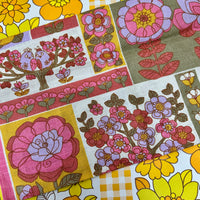 ULSTER Retro Vintage Tea Towel PINKS Unused BEAUTIFUL